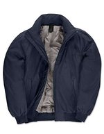 B&C COLLECTION Wasserdichte Bomberjacke mit Kapuze – Navy/Warm Grey
