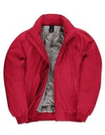 B&C COLLECTION Wasserdichte Bomberjacke mit Kapuze – Red/Warm Grey