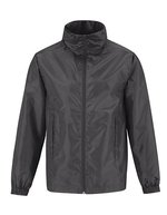 B&C COLLECTION Windjacke ID.601 mit ergonomischer Kapuze – Dark Grey (Solid)
