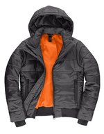 B&C COLLECTION Damenjacke Superhood mit abnehmbarer Kapuze, Black/Cobalt Blue XS, BCJW941 – Dark Grey (Solid)/Neon Orange