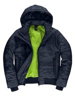 B&C COLLECTION Damenjacke Superhood mit abnehmbarer Kapuze, Black/Cobalt Blue XS, BCJW941 – Navy/Neon Green
