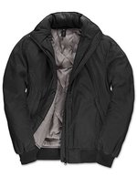 B&C COLLECTION Wattierte Damen Blouson-Jacke mit Kapuze – Black/Warm Grey