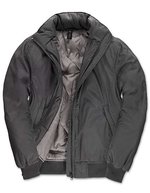 B&C COLLECTION Wattierte Damen Blouson-Jacke mit Kapuze – Dark Grey (Solid)/Warm Grey