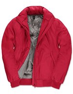 B&C COLLECTION Wattierte Damen Blouson-Jacke mit Kapuze – Red/Warm Grey