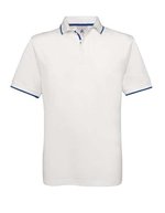 B&C Polo Safran Sport mit Kontrast-Streifen – White/Royal Blue