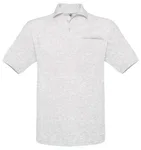 B&C Polo mit Brusttasche aus Bio-Baumwolle, Ash (Heather) M, BCPU415 – Bild 3