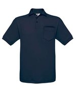 B&C Polo mit Brusttasche aus Bio-Baumwolle – Navy