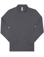 B&C My Polo 180 Langarm-Poloshirt Baumwolle, Black S, BCPU425 – Dark Grey (Solid)