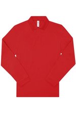 B&C My Polo 180 Langarm-Poloshirt Baumwolle, Black S, BCPU425 – Red