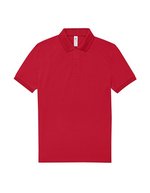 B&C My Polo 210 Baumwoll-Poloshirt mit Knopfleiste, Amalfi Blue S, BCPU426 – Red