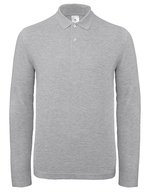 B&C Langarm Poloshirt aus nachhaltiger Baumwolle – Heather Grey