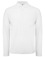 B&C Langarm Poloshirt aus nachhaltiger Baumwolle – White