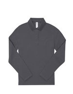 B&C Langarm Polo 180 Baumwolle für Damen, Black XS, BCPW462 – Dark Grey (Solid)