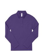 B&C Langarm Polo 180 Baumwolle für Damen, Black XS, BCPW462 – Meta Lilac