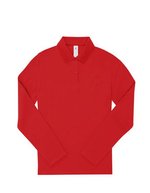 B&C Langarm Polo 180 Baumwolle für Damen, Black XS, BCPW462 – Red