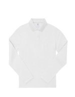 B&C Langarm Polo 180 Baumwolle für Damen, Black XS, BCPW462 – White