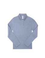 B&C Langarm-Polo 210 aus Baumwolle, Amalfi Blue XS, BCPW464 – Heather Blue