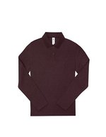 B&C Langarm-Polo 210 aus Baumwolle, Amalfi Blue XS, BCPW464 – Heather Burgundy