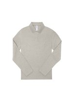 B&C Langarm-Polo 210 aus Baumwolle, Amalfi Blue XS, BCPW464 – Heather Grey Fog