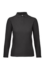 B&C Langarm Poloshirt aus Baumwolle für Damen, Black XS, BCPWI13 – Bild 3