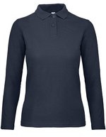 B&C Langarm Poloshirt aus Baumwolle für Damen – Navy
