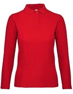B&C Langarm Poloshirt aus Baumwolle für Damen, Black XS, BCPWI13 – Red