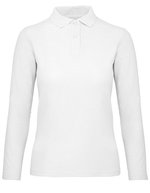 B&C Langarm Poloshirt aus Baumwolle für Damen, Black XS, BCPWI13 – White