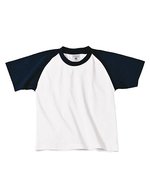 B&C Kids' T-Shirt Baseball mit Raglanärmeln, White/Navy 3/4 (98/104), BCTK350 – Bild 2