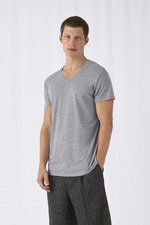 B&C V-Ausschnitt Triblend T-Shirt Herren, Black S, BCTM057 – Bild 1