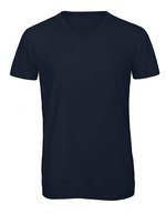 B&C V-Ausschnitt Triblend T-Shirt Herren, Black S, BCTM057 – Navy