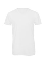 B&C V-Ausschnitt Triblend T-Shirt Herren, Black S, BCTM057 – White