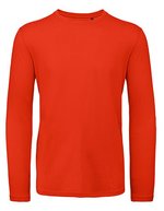 B&C Inspire Langarm-Shirt aus Bio-Baumwolle, White S, BCTM070 – Fire Red