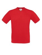 B&C T-Shirt Exact V-Neck aus Baumwolle, Black S, BCTU006 – Red