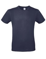 B&C Basic T-Shirt #E150 aus Baumwolle, White L, BCTU01T – Navy Blue