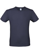 B&C Basic T-Shirt #E150 aus Baumwolle, White L, BCTU01T – Navy
