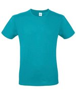 B&C Basic T-Shirt #E150 aus Baumwolle, White L, BCTU01T – Real Turquoise