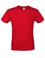 B&C Basic T-Shirt #E150 aus Baumwolle, White L, BCTU01T – Red