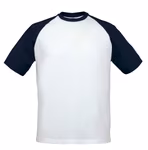 B&C T-shirt baseball con maniche raglan, White/Red M, BCTU020 – immagine 3