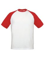 B&C Baseball-T-Shirt mit Raglanärmeln, White/Red M, BCTU020 – White/Red