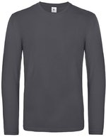 B&C Männer Langarm T-Shirt #E190 Baumwolle, Black S, BCTU07T – Dark Grey (Solid)