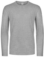 B&C Männer Langarm T-Shirt #E190 Baumwolle, Black S, BCTU07T – Sport Grey (Heather)