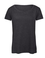 B&C Triblend T-Shirt mit nachhaltigem Materialmix für Damen, Black XS, BCTW056 – Heather Dark Grey