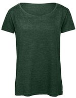 B&C Triblend T-Shirt mit nachhaltigem Materialmix für Damen, Black XS, BCTW056 – Heather Forest