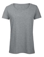B&C Triblend T-Shirt mit nachhaltigem Materialmix für Damen, Black XS, BCTW056 – Heather Light Grey