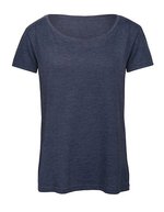 B&C Triblend T-Shirt mit nachhaltigem Materialmix für Damen, Black XS, BCTW056 – Heather Navy