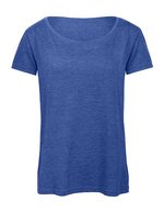 B&C Triblend T-Shirt mit nachhaltigem Materialmix für Damen, Black XS, BCTW056 – Heather Royal Blue