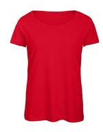 B&C Triblend T-Shirt mit nachhaltigem Materialmix für Damen, Black XS, BCTW056 – Red