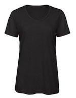 B&C V-Ausschnitt Triblend T-Shirt für Damen, Black XS, BCTW058 – Bild 2
