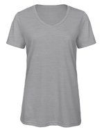 B&C V-Ausschnitt Triblend T-Shirt für Damen, Black XS, BCTW058 – Chine Gris clair