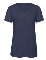 B&C V-Ausschnitt Triblend T-Shirt für Damen, Black XS, BCTW058 – Chine Marine